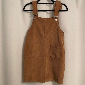 Boohoo Tan Corduroy Romper Dress